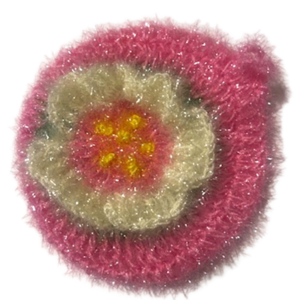 Pink and Gold Flower Scrubbie Sponge – Odor Resistant Dish Scrubber